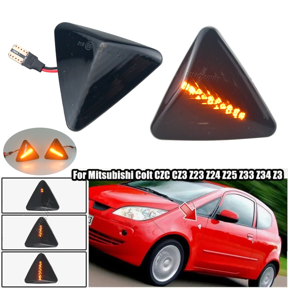 2 Pcs LED Dynamic Side Marker Turn Signal Light For Mitsubishi Colt CZC CZ3 Z23 Z24 Z25 Z33 Z34 Z3 2004-2012