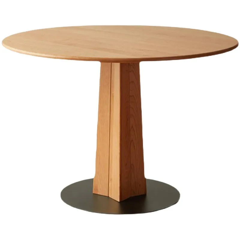 

Nordic solid wood round table Japanese cherry wood dining table small apartment log round dining table retro style home