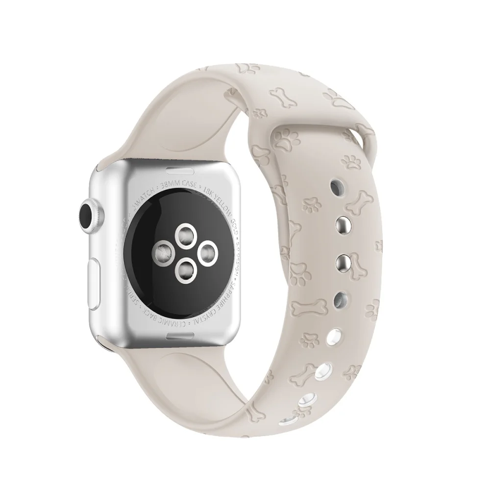 Mới Dễ Thương Con Chó Con Paw Kẻ Thù Dây Đeo Apple Watch IWatch Series 7/SE/5/ 6 Dây Dành Cho IWatch 7 Viền Nổi Dây Đeo Silicone Dành Cho Iwatch