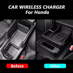 15W Wireless charging pad for Honda CRV 2017 2018 2019 2020 20212022 phone charger fast charge usb mobile holder accessories
