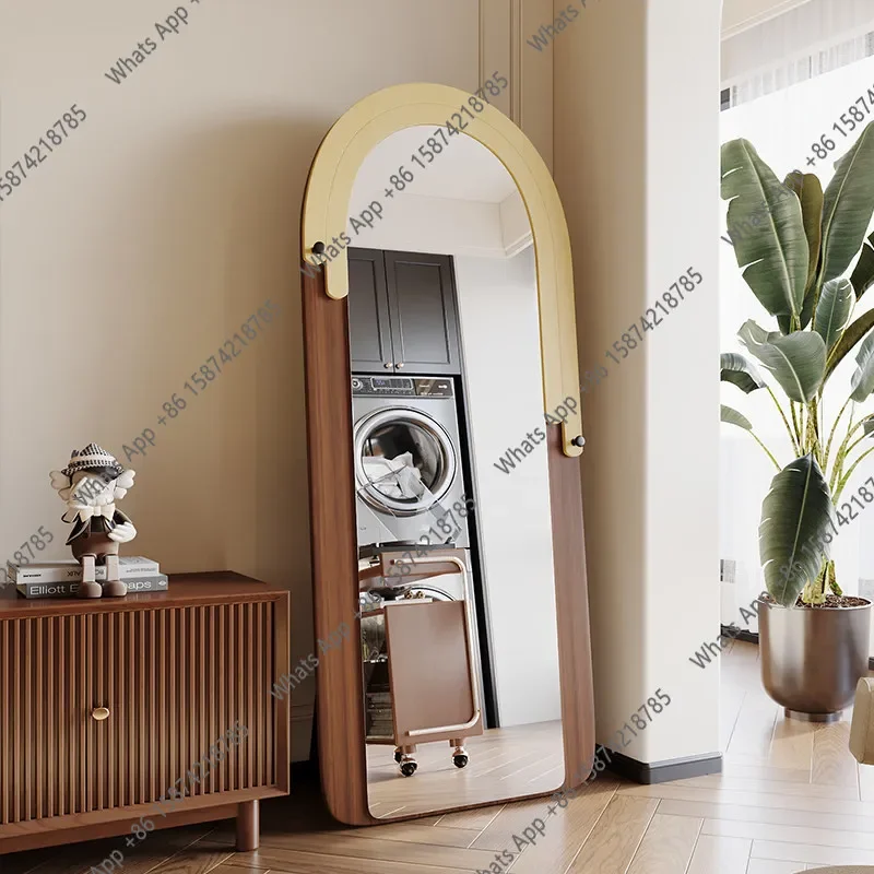 T French Retro Full-length Mirror Household Bedroom Entrance Arched Full-length Mirror Light Luxury High-end Full-length Mirror