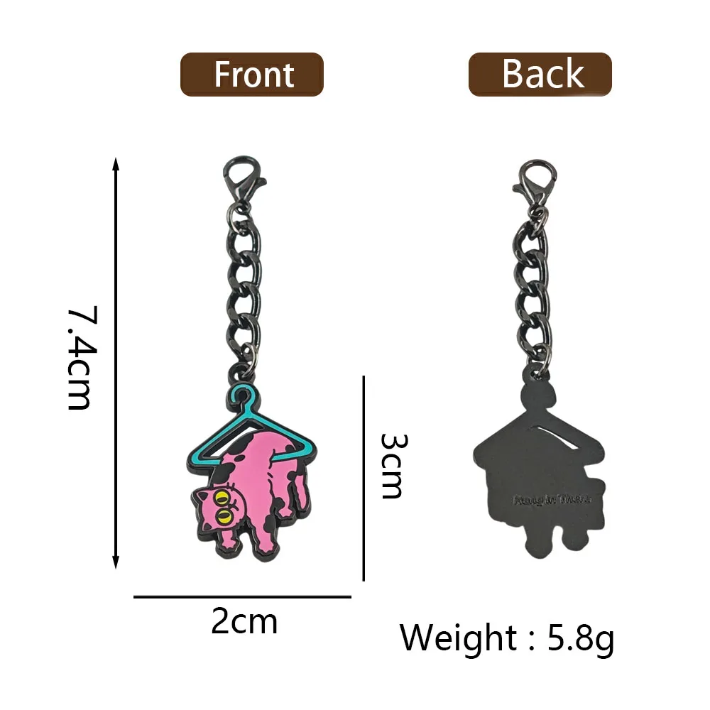 Lustiger „Hang in There“ Katzen-Schlüsselanhänger, rosa Kätzchen am Anhänger, niedlicher Meme-Metall-Schlüsselring, Rucksack-Ornament, motivierender Schmuck. – Detail 2