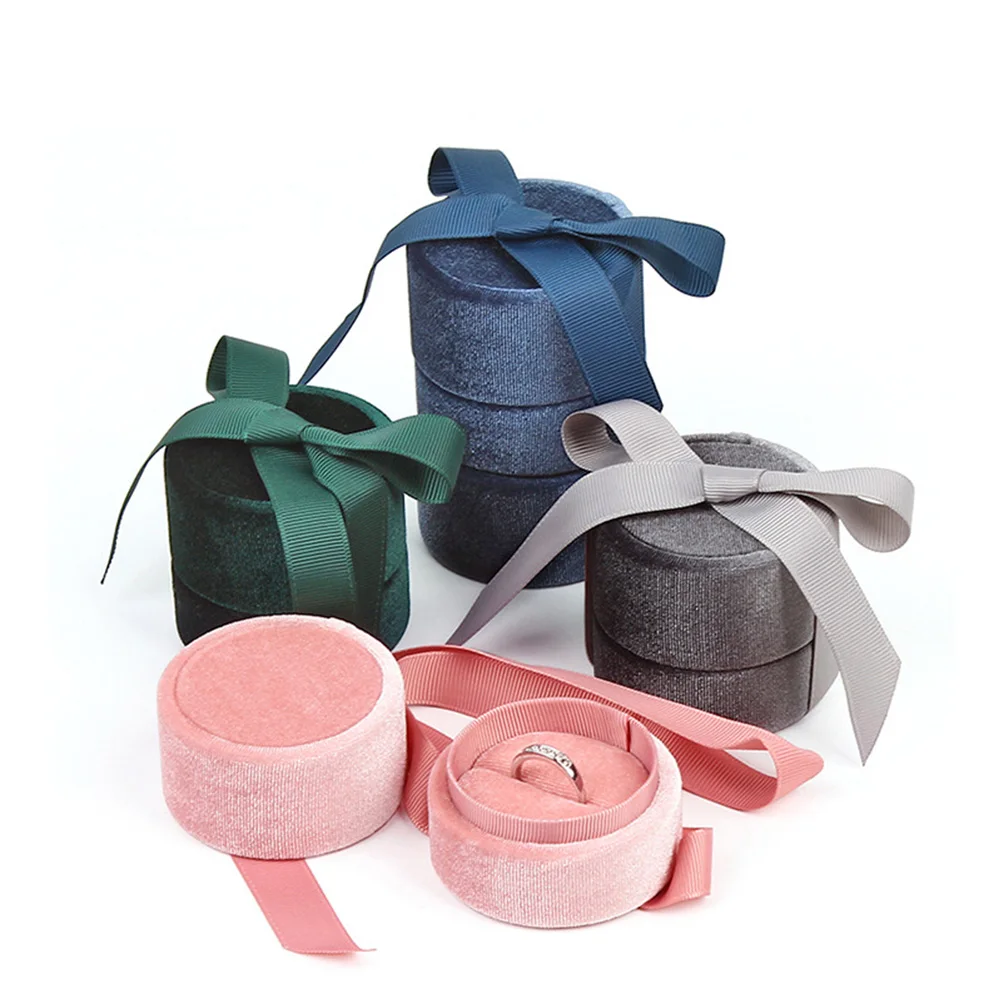 Handmade Round Engagement  Ring Bowknot Gift Box Necklace Jewelry Box Fashion Accessories Jewelry Display Displays Box