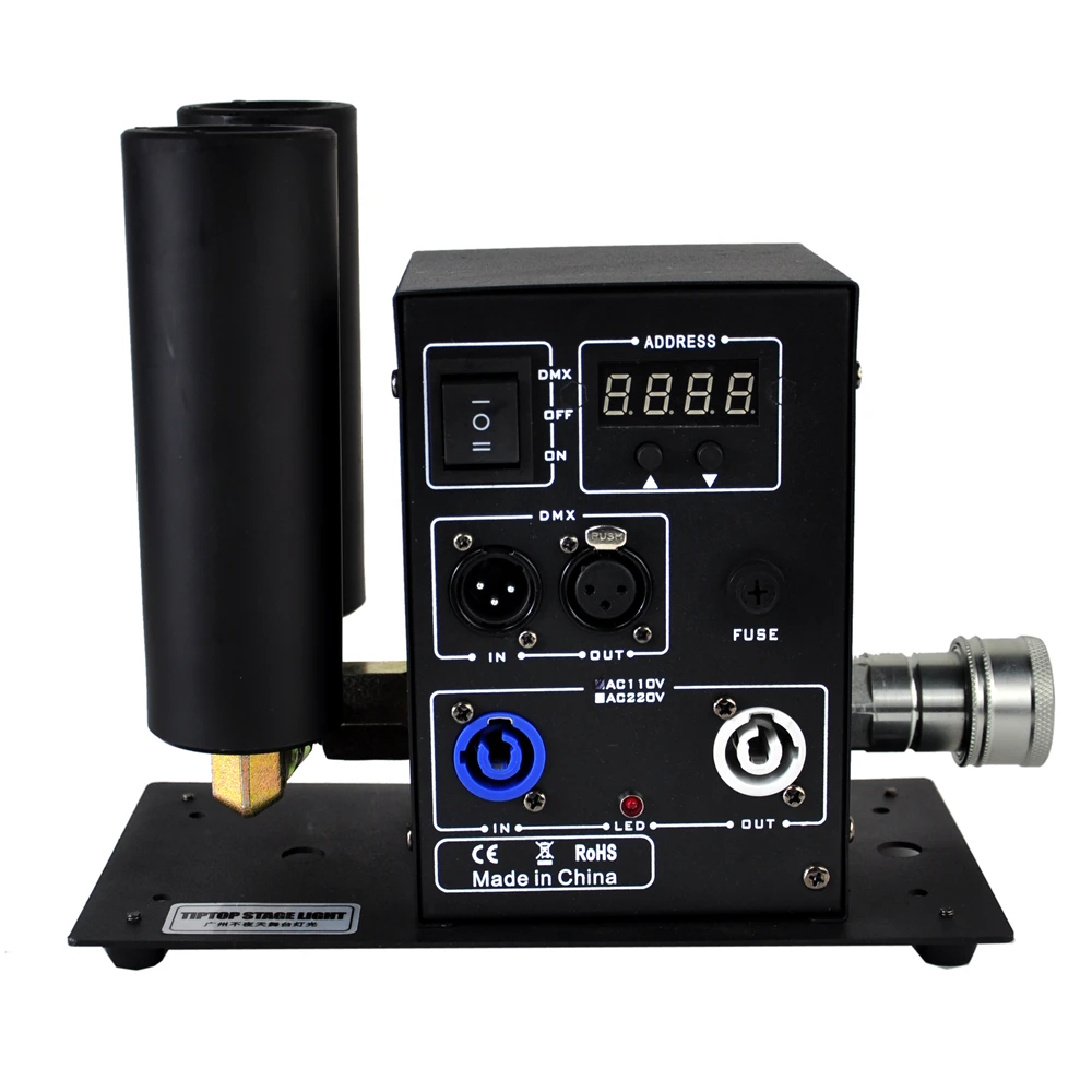 TIPTOP Dual Pipe Stage DMX Co2 Jet Machine LCD Display Address Setting Quick Lock Gas Hose Fitting 2 Gas Jet Nozzle Copper Valve