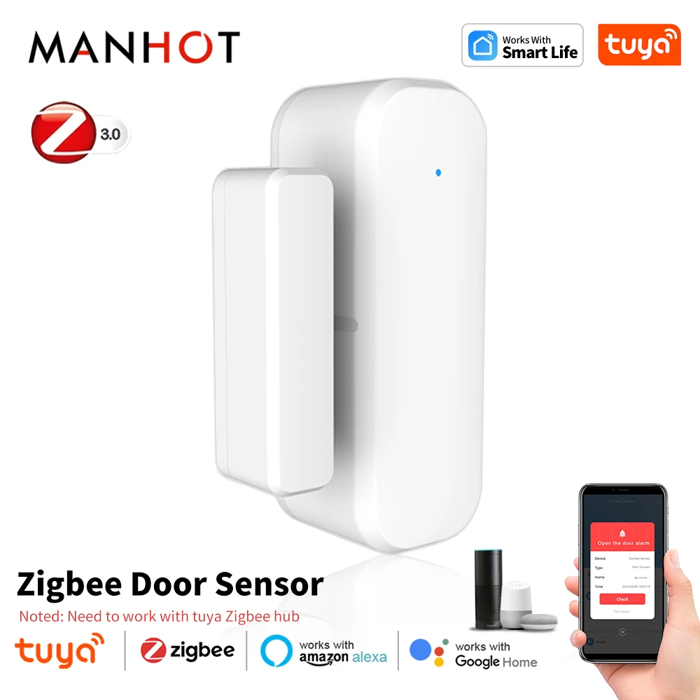 Tuya Zigbee Smart Door And Window Sensor Magnetic Security Alarm Record Smart Life APP Remote Monitor For Alexa Google Assistant