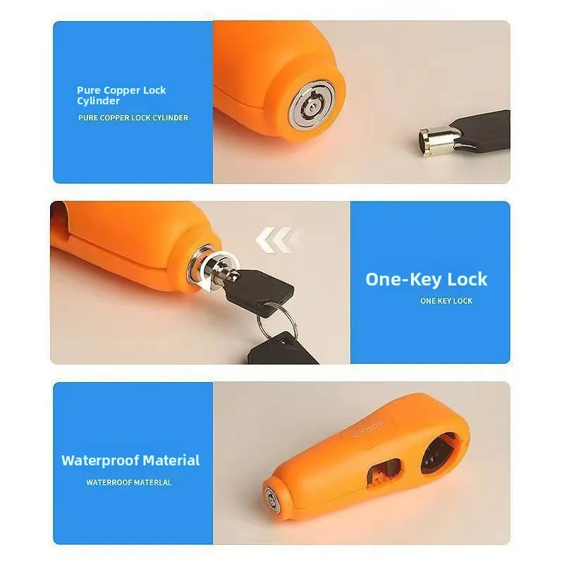 Portable Aluminum Alloy Throttle Lock for Motorcycles Electric Bicycles Handlebar Lock with Alarm Brake Handle Lock Universal