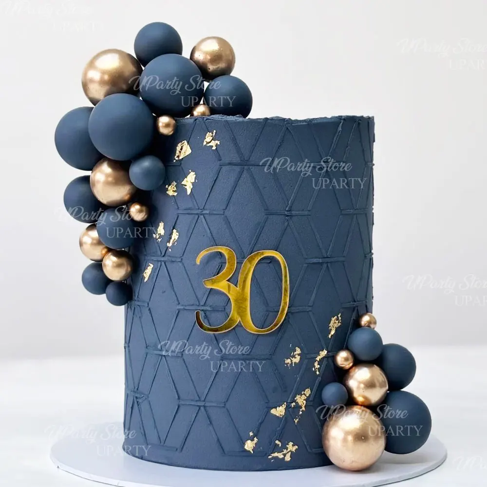 35 Stück Acryl-Zahlen-Kuchendekoration Marineblau Gold Kuchenbälle 0-9 Zahlen-Topper für Geburtstag Vatertag Jubiläum Kuchendekoration – Detail 4