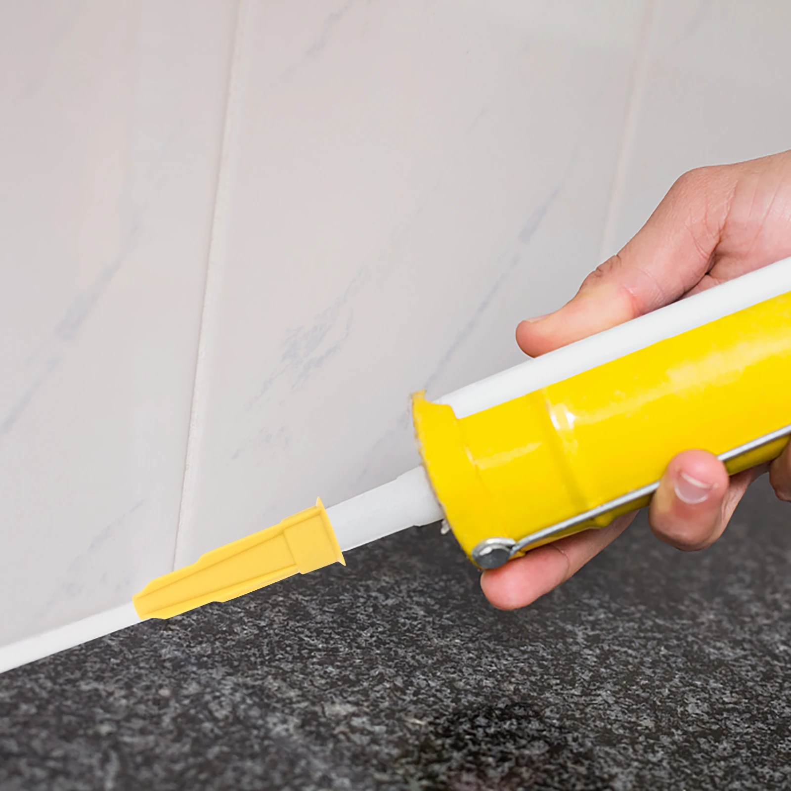 

24pcs Caulk Tube Caps Pointed Mouth Door Window Glue Tools Yellow Plastic Sealing Covers Adhesive Saver Hardware