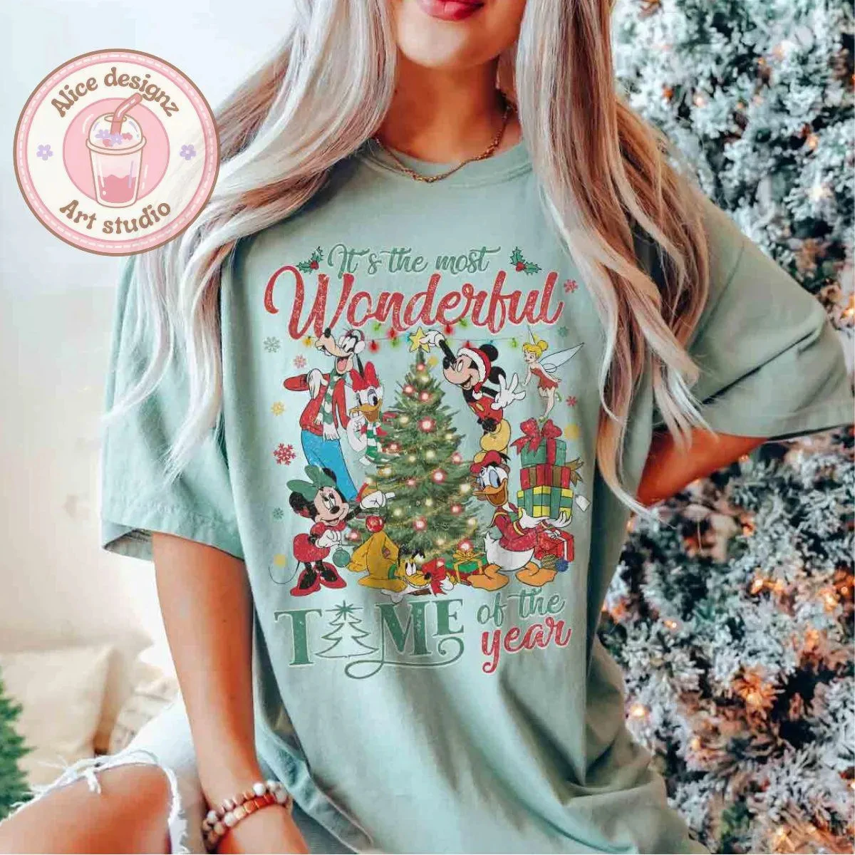 هذا هو أروع وقت في السنة! قميص عيد الميلاد، هوديي ريترو ديزني لاند، تي شيرت عيد ميلاد سعيد