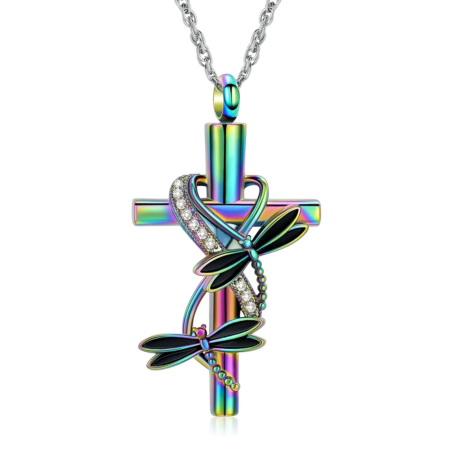 

Cross Urn Necklace for Ashes Dragonfly Cremation Jewelry Stainless Steel Keepsake Ash Pendant Memorial Urn Jewelry for Women Men