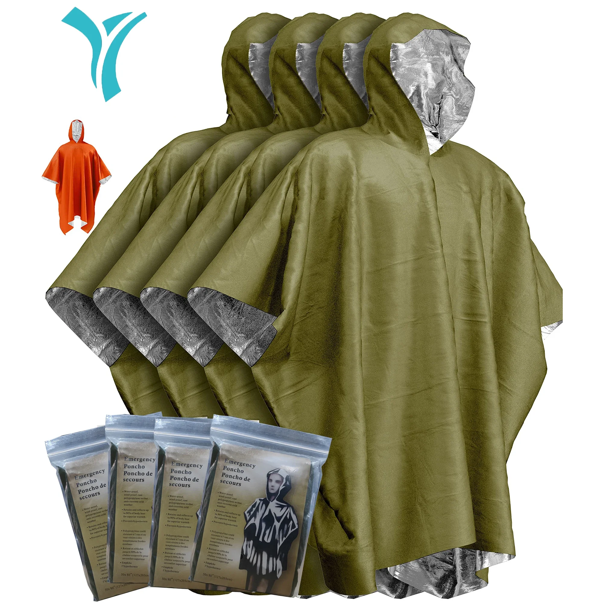 

Emergency Poncho 4 Pcs,Film Thermal Raincoat Blanket,Insulated,Reflective Enhanced Visibility,Outdoor/Car Camping Survival Gear