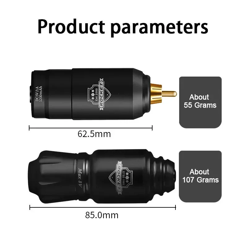 Mini Rocket Tattoo Pen Professional Japan Motor RCA Connector Rotary Tattoo Machine Wireless Tattoo Machine Set Body Art Tools