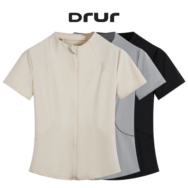 

DRUR Yoga Tops Woman Short Sleeve Zipper Sports T-shirts Women Gym Clothes Breathable Quick Dry Sportswear Running Jackets 2025