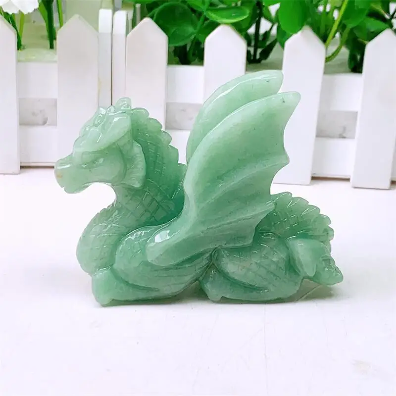 

9.5CM Natural Green Aventurine Fly Dragon Carving Gemstone Healing Crystal Reiki Carved Stones Room Office Decoration Gift 1PCS