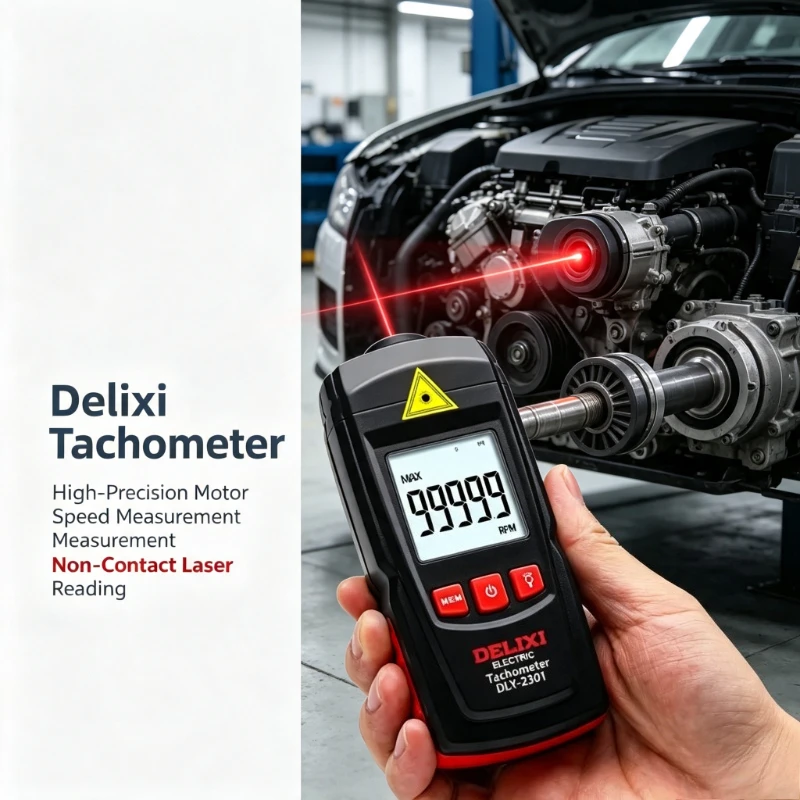 Delixi Tachometer High-precision Motor Speed Measurement Instrument Laser Digital Display Strobe Automotive Motor Speed Meter