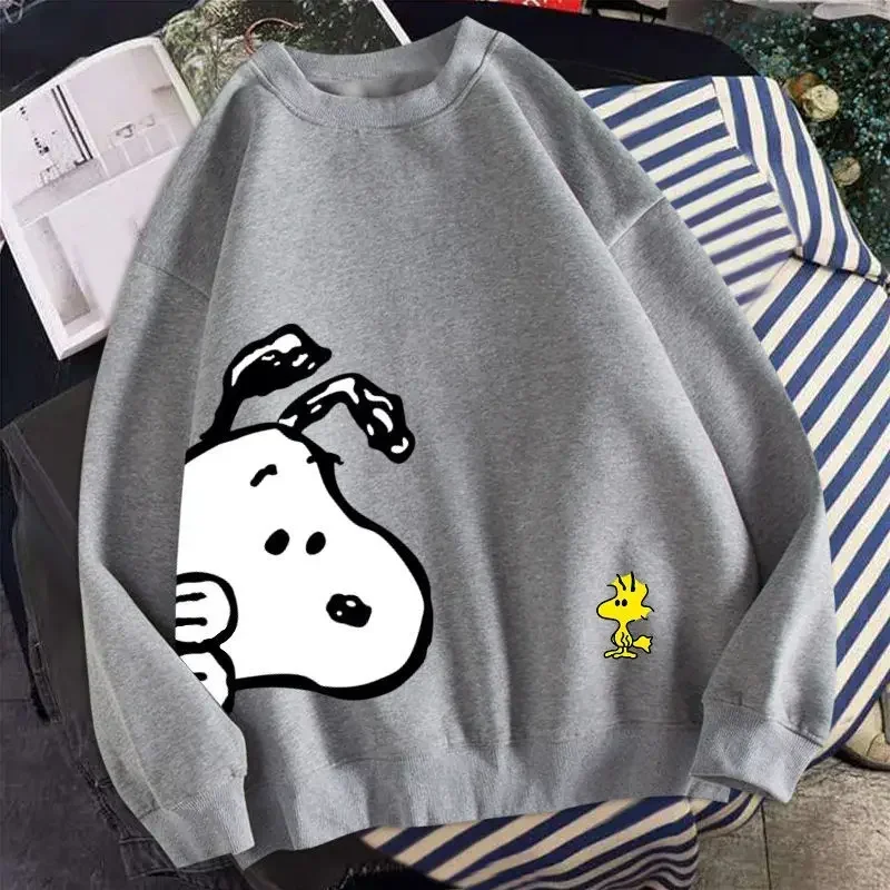 Camisa de fondo suéter de manga larga abrigo Snoopy primavera y otoño Sudadera con capucha niños y niñas suéter fino de cuello redondo