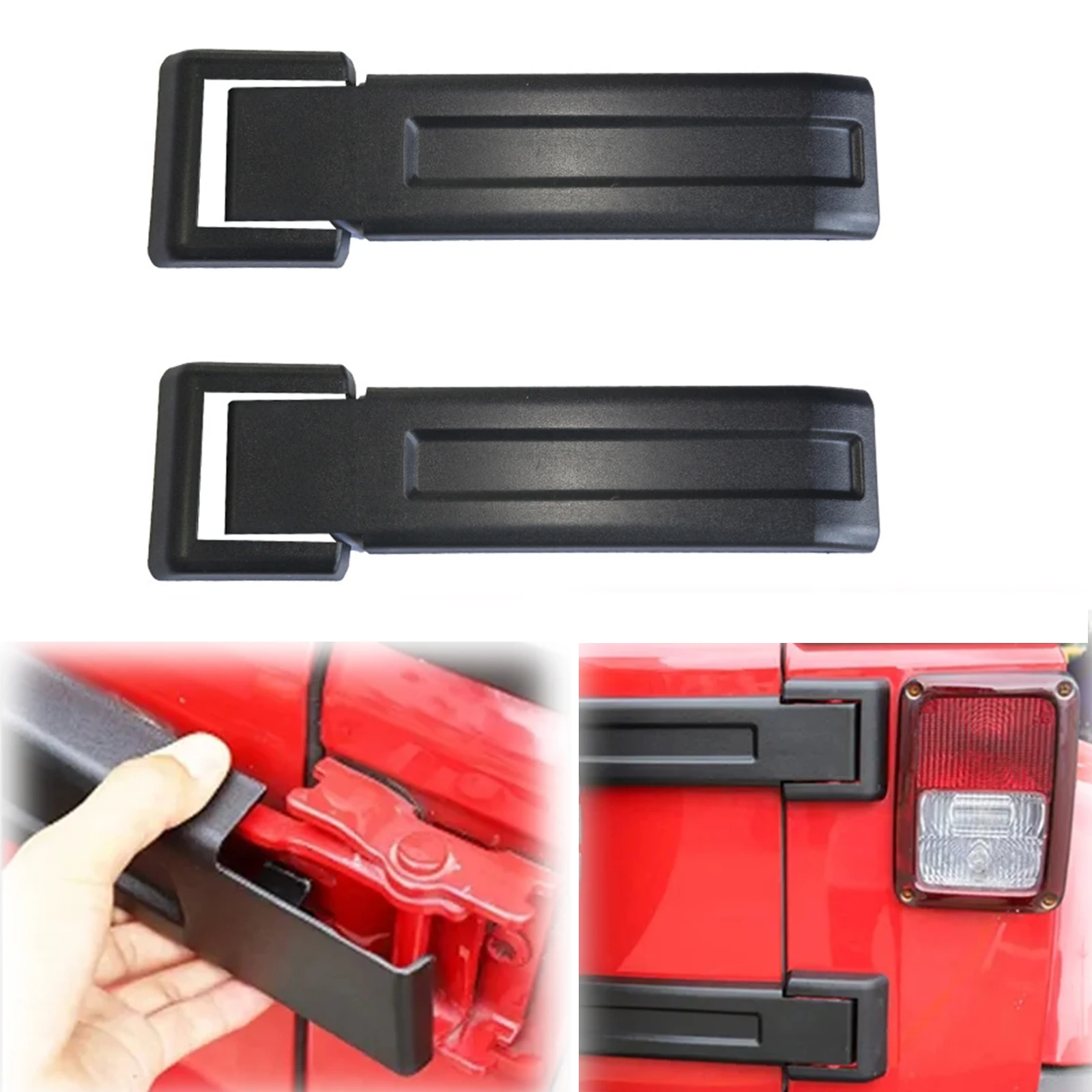 

2pcs Car Rear Black Tailgate Hinge Cover For Jeep Wrangler JK JKU 2007-2017 Spare Tire Holder Hinge Decoration Cover Trim