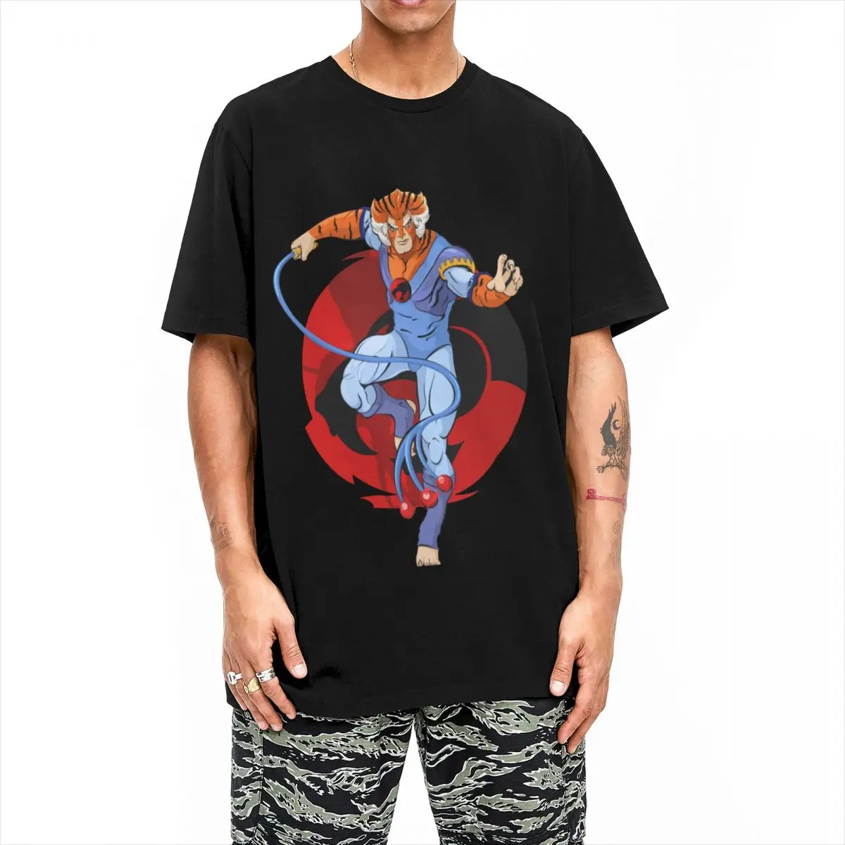 Tygra T Shirts Men Women\'s Cotton Novelty T-Shirt Round Collar Thundercats 80s Retro Cartoon T Shirt Short Sleeve Clothes Summer