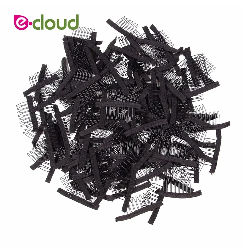 50 шт./пакет, черная расческа для парика, дешевые зажимы для парика, расчески, зажимы для наращивания волос, удобные зажимы для парика, верхний инструмент для изготовления париков из нержавеющей стали