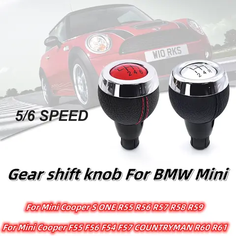 미니 쿠퍼 S ONE R55 R56 R57 R58 R59 F55 F56 F54 F57 COUNTRYMAN R60 R61 자동차 기어 시프트 노브 레버 시프터 노브 가죽 헤드