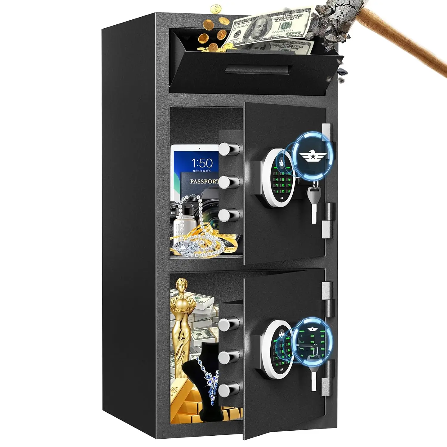 

Сейф SAFE, 6.5 куб. футов, очень большой, для дома, огнестойкий, водонепроницаемый, с отсеком для вложения, сейф-копилка с отверстием для вложения, для бизнеса, на заказ