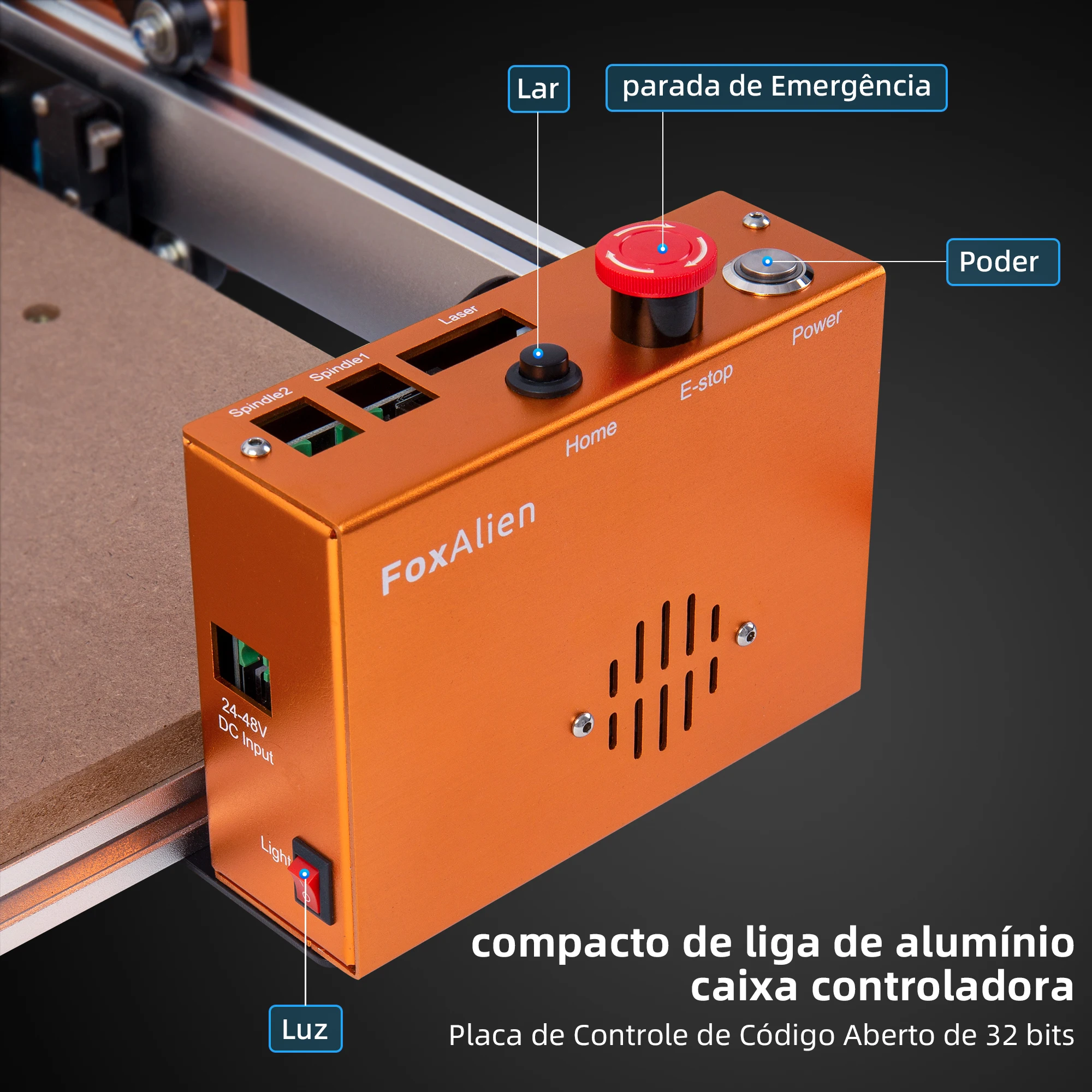 FoxAlien CNC Router Máquina Masuter Pro, All Metal Frame Linear Rails Drive para Madeira Alumínio Escultura Corte Fresagem Tupia