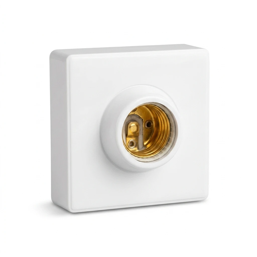 E27 High Temperature Heat Lamp Socket Holder, Square White Ceramic Interior Bulb Base, Heat Resistant for Industrial Warehouse