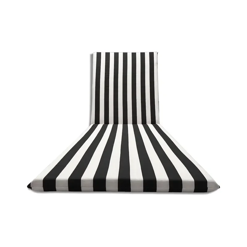 High-end Black and White Striped Outdoor Beach Lounge Chair Mat Waterproof Sunscreen Cushion for Hotel Poolside