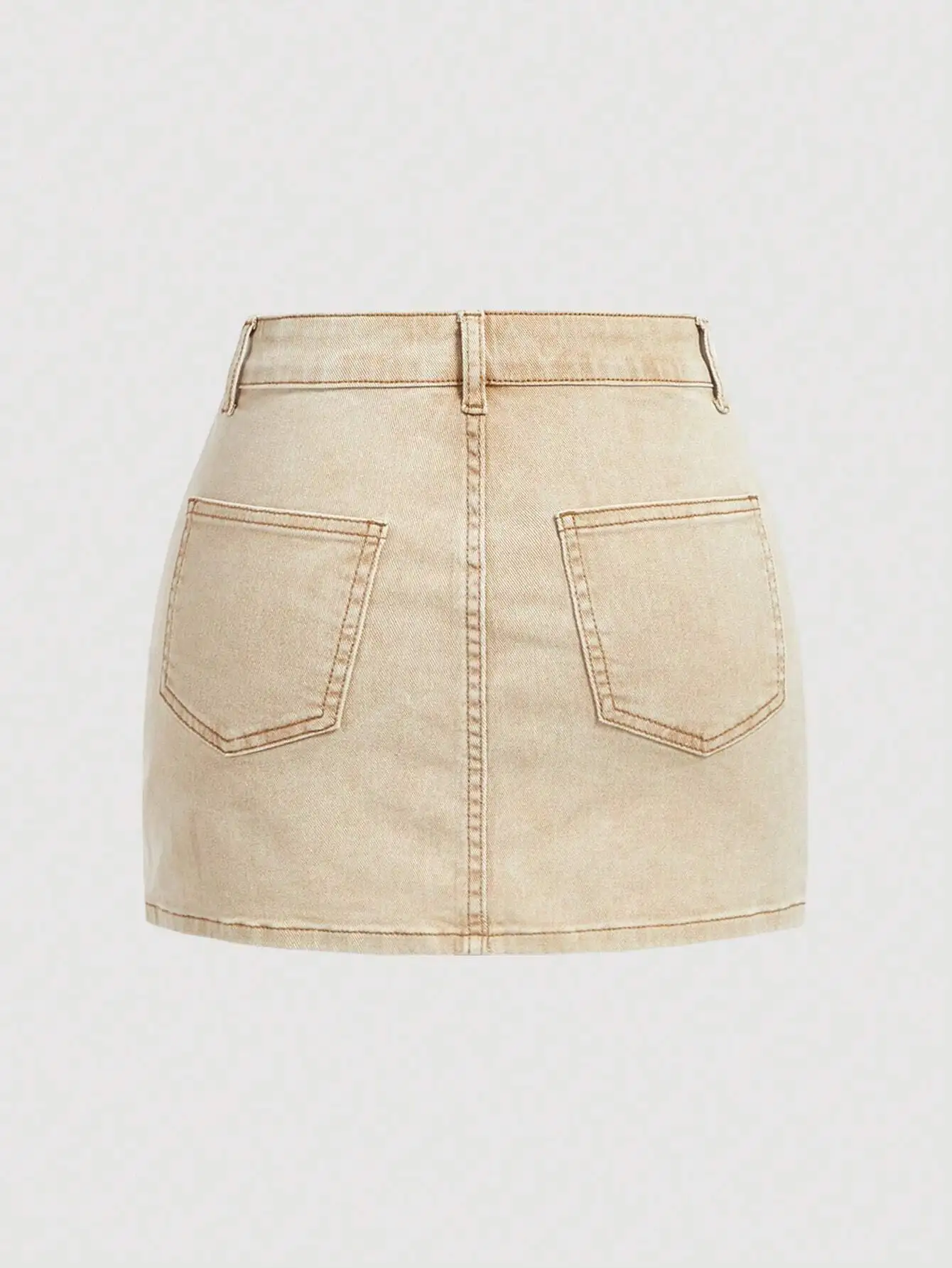 Jupe en jean courte pour femme, délavée, boutonnée sur le côté, avec ourlet asymétrique