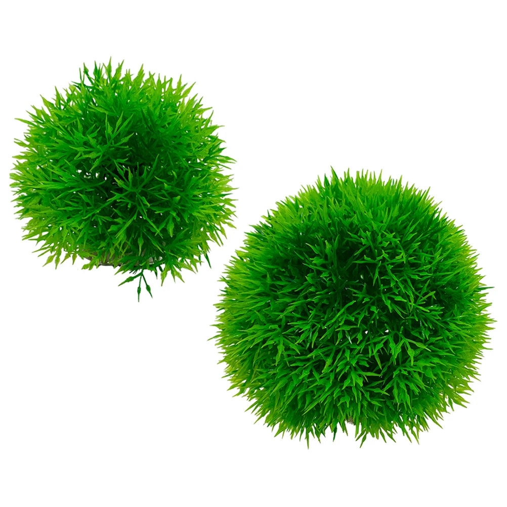 

2 Pcs Simulated Water Grass Flower Ball Aquarium Plants LED Fake Decor Fish Tank Plastic Artificial