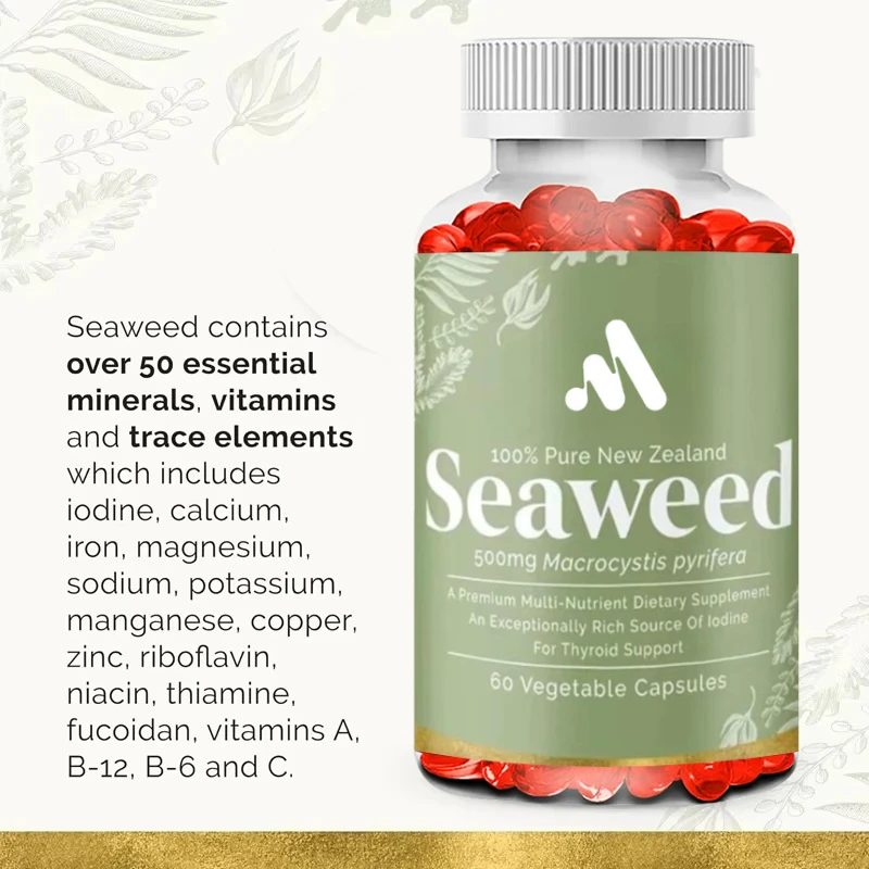 Seaweed And Kelp Supplement from New Zealand 100% Pure Organic Natural High Quality Multiple Nutrients Iodine 60 Capsules