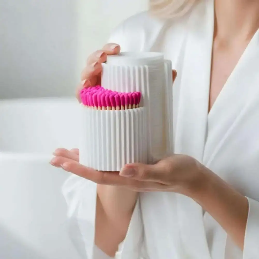 Cotton Swabs Storage Box Makeup Round Pad Holder Desktop Organizer Make Up Sponges Container Nail Art Tools Makeup Supplies view 5