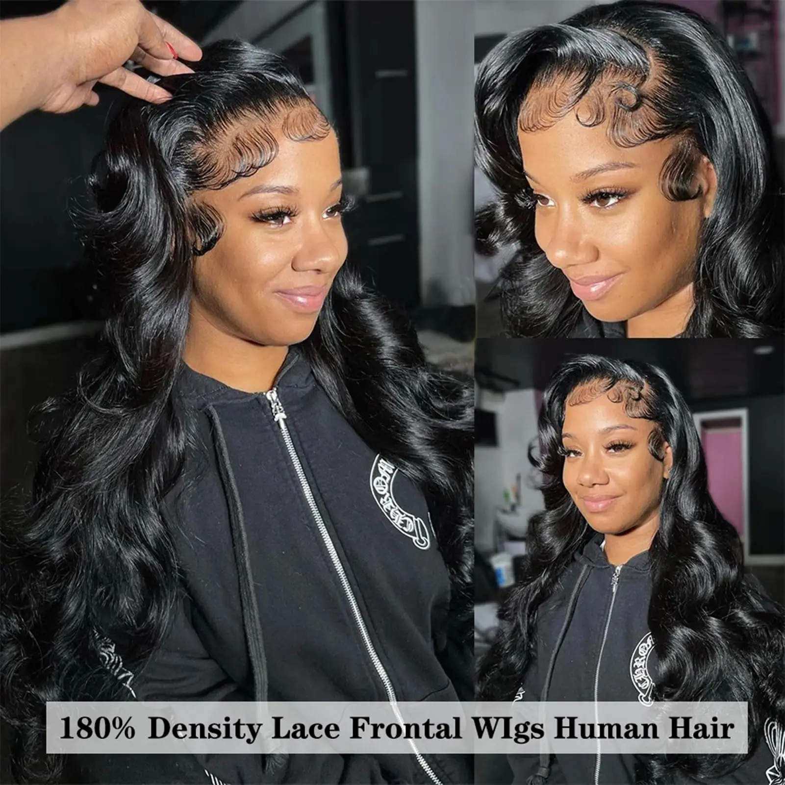 42 بوصة الجسم موجة الدانتيل الجبهة الباروكات شعر الإنسان 250% الكثافة غلويليس البرازيلي شعر بشري لعذراء شعر مستعار للنساء قبل قطعها