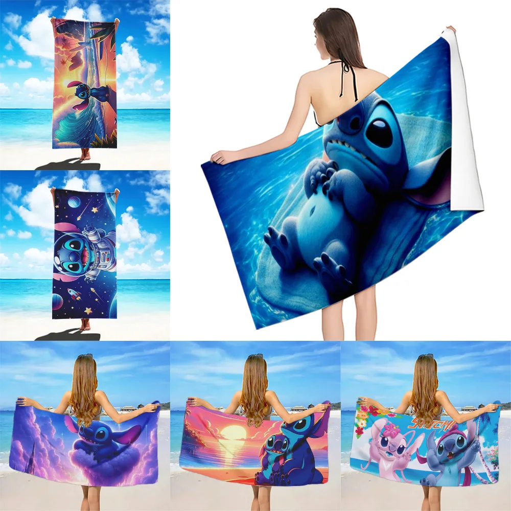 Cute Cartoon Stitch Disneys Beach Towel Microfiber Sand Free Quick Dry Soft Sandproof Pool Towels for Women Travel Gym Camping