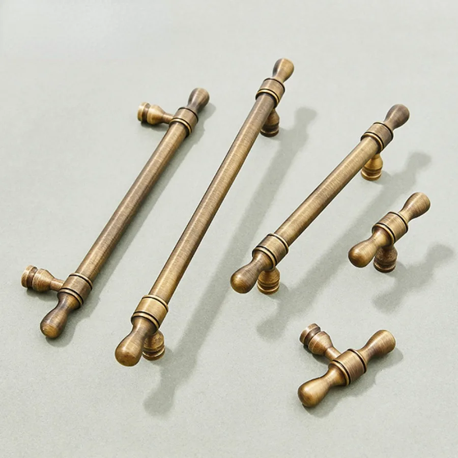 

Nordic Brass Furniture Handles Luxury Bronze Handles for Cabinets and Drawers Long Vintage Cabinet Handles Kitchen Accessories
