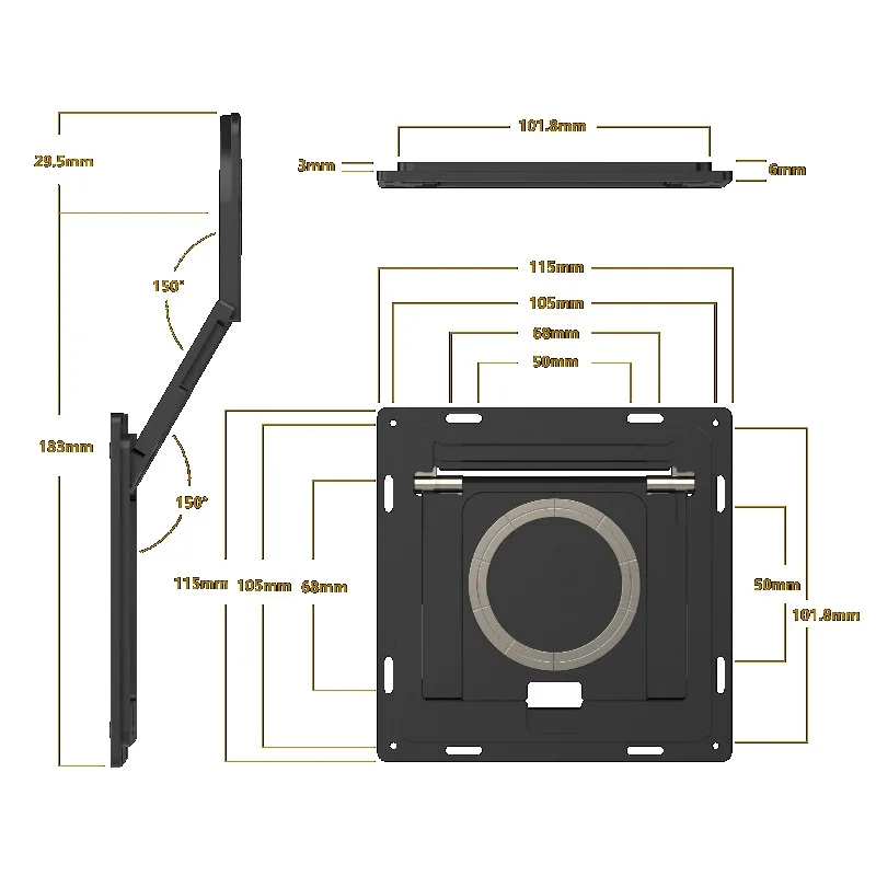ZS-VESA75 Thin Folding Magnetic Portable Display Bracket, Wall-mounted Portable Screen