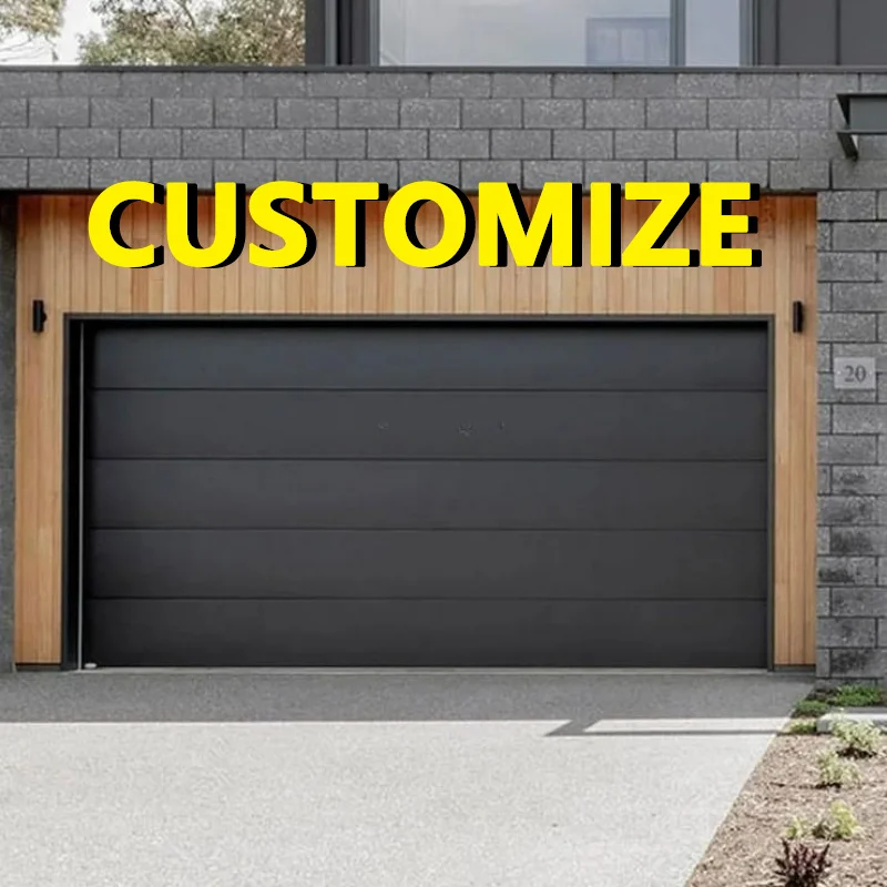 Any Size Custom Brushed Metal Texture Aluminum Garage Door Fine Metallic Grain Remote Auto Lift Light Industrial Entry Door