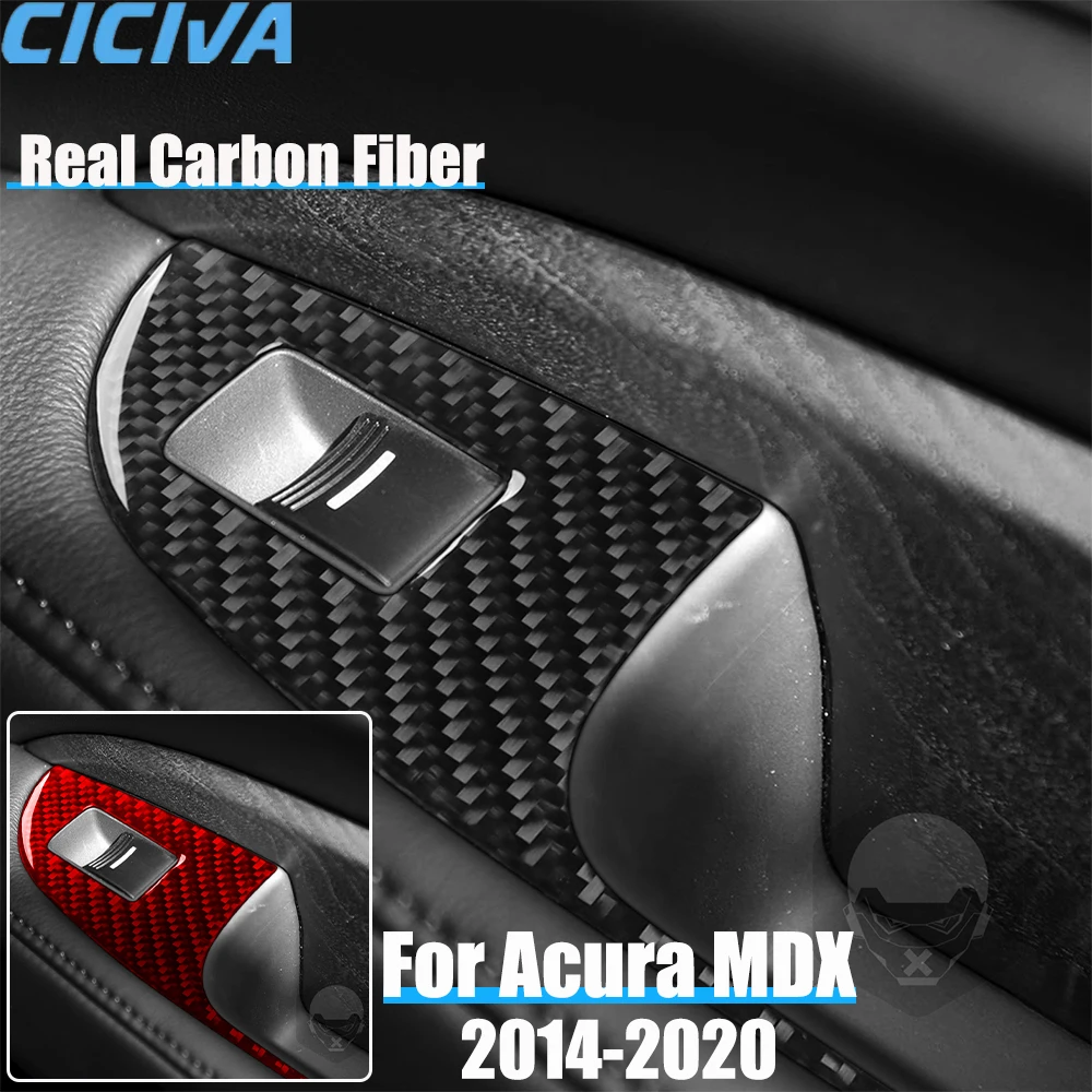 

Real Carbon Fiber Car Accessories Rear Door Window Lift Cover Soft Sticker For Acura MDX 2014 2015 2016 2017 2018 2019 2020