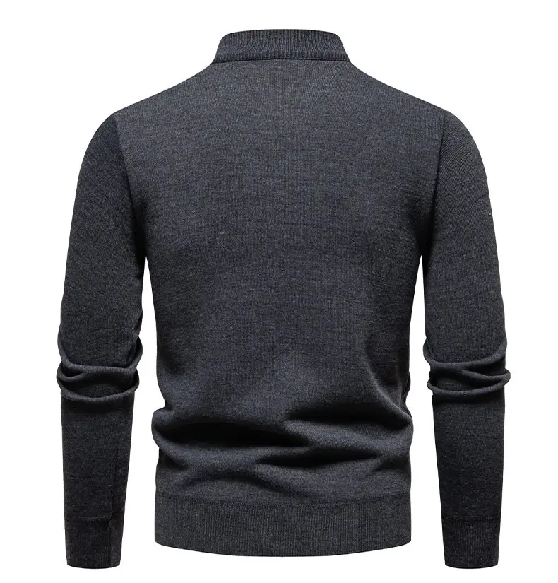 Herren-Fleece-Pullover mit halbem Reißverschluss und Stehkragen für Herbst und Winter, lässiges Jugendtrend-Strickoberteil, bequeme, vielseitige Kleidung – Detail 15