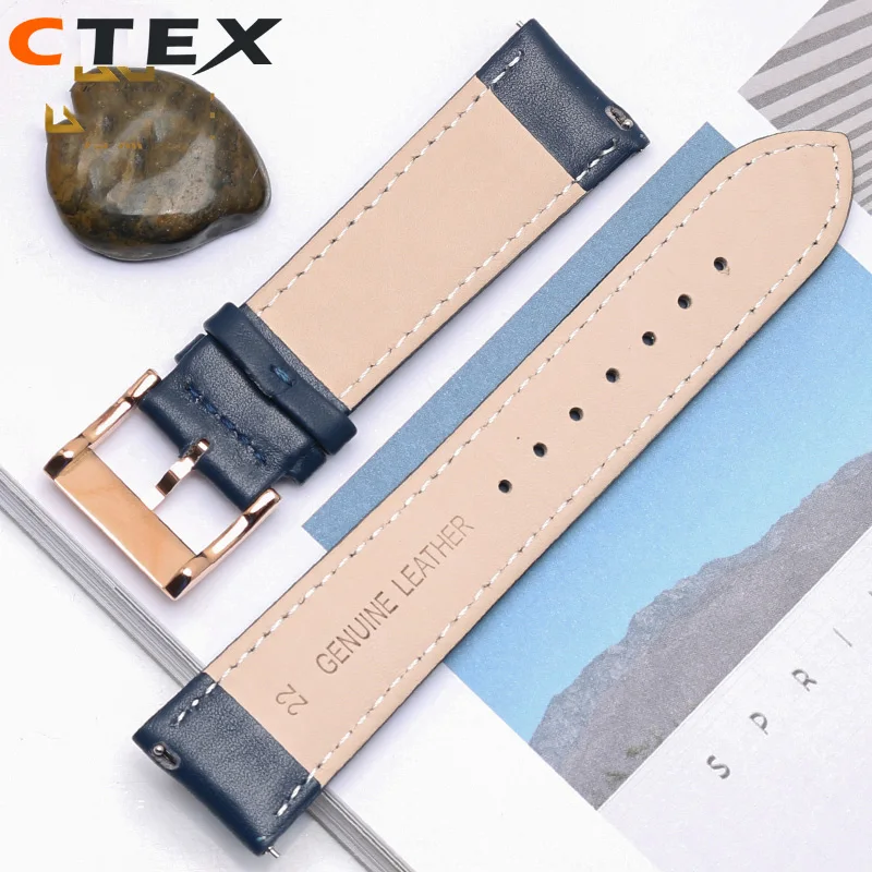 20mm 22mm Cowhide watch strap for FOSSIL FS4835/FS5237/ME3052/FTW1114 Cowhide watch band replace waterproof bracelet men