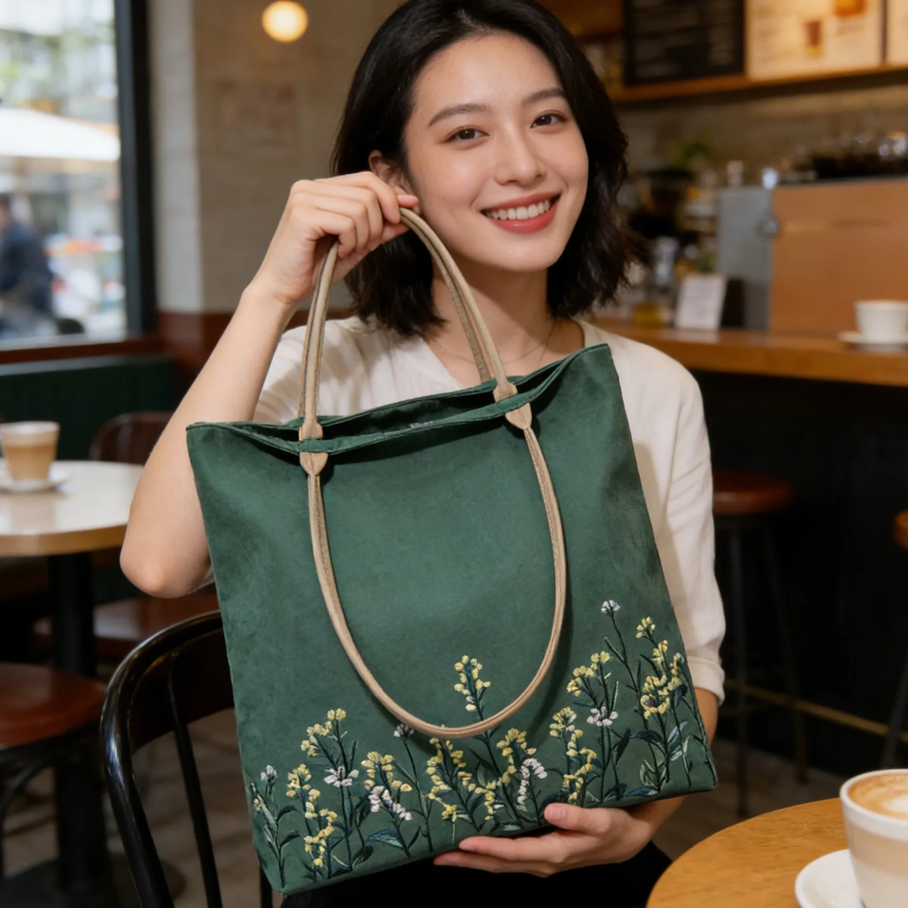 

Cape-Bay Brand Women's Handbags Chinese Style Embroidered Bags Cotton-Linen Soft Fabric Tote Bags Simple and Fashionable Cotton Embroidered Bags Double-Strap Shoulder Bags Underarm Crossbody Bags Large Capacity Handbags Shopping Bag-Style Women's Bags in 