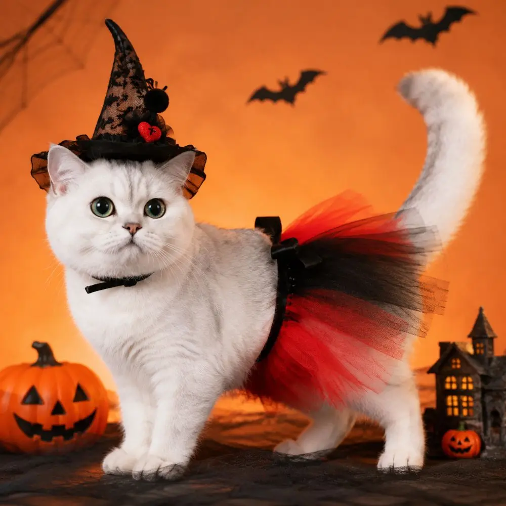 Creative Pet Halloween Costume Wizard Theme Role Playing Pet Costume Hat Funny Tie Closure Cat Cosplay Costume Pet Grooming