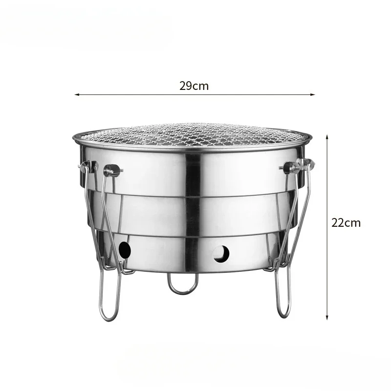 حفرة نار منقسمة محمولة قابلة للطي للشواء في الهواء الطلق ، الفولاذ المقاوم للصدأ ، لوازم الطبخ ، آلة شواء الفحم للنزهة ، معدات التخييم