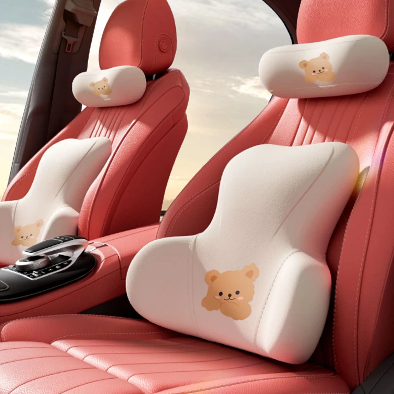 

Car Neck Pillow Headrest Cervical Cushion Knitting Car Neck Support Breathable Memory Cotton Ergonomic Design Lumbar Cushion