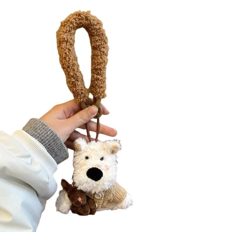  Soft Wests Highland Dog Plush Keychain for Trendy Bags Handmade Keyring Pendant
