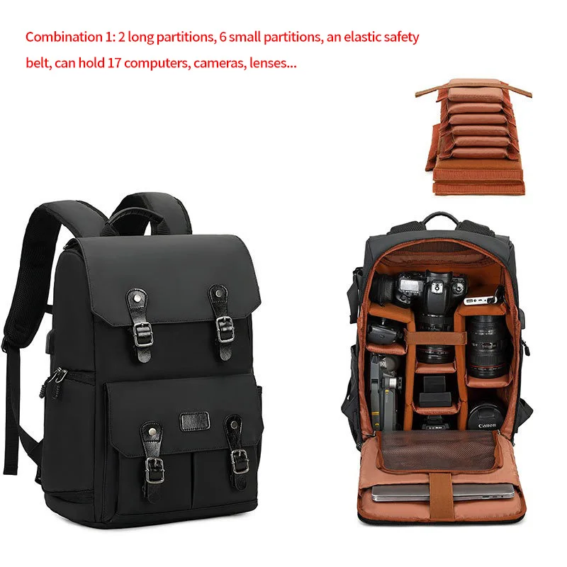 Waterproof Photography Camera Backpack Tripod Bag Lens Case for Nikon/Canon/Sony SLR Camera Accessories Fit for 15.6 inch Laptop