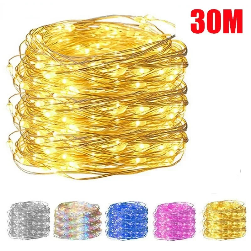 5/10/20M USB LED-lichtslingers Koper Zilver Draad Garland Licht Waterdicht Kerstverlichting Voor Kerst Bruiloft Decoratie