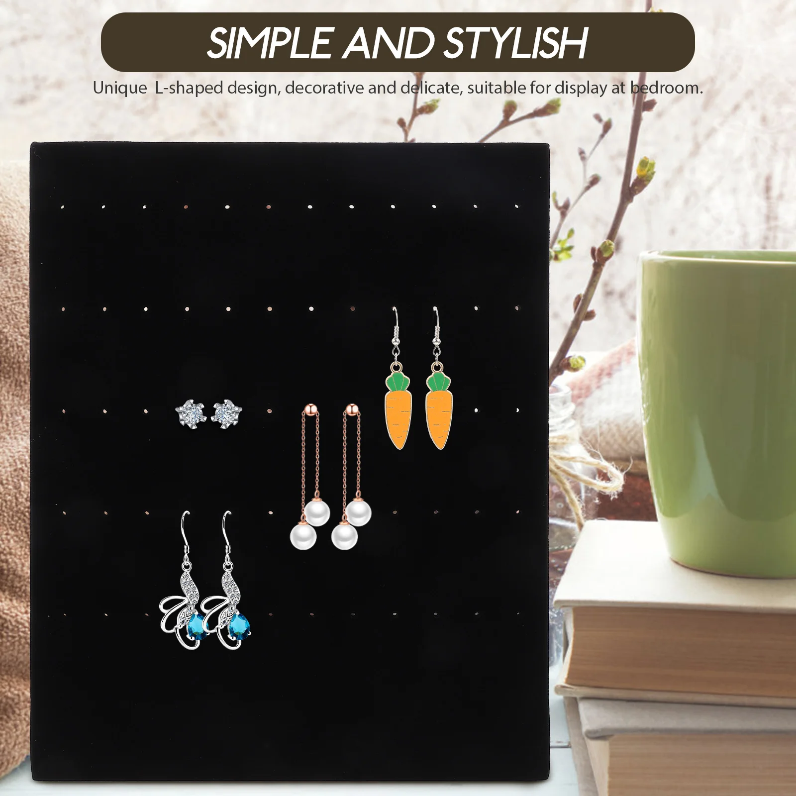 

Earring Holder Stud Earrings Jewelry Stand Display Stands Storage Black Sponge Organizer