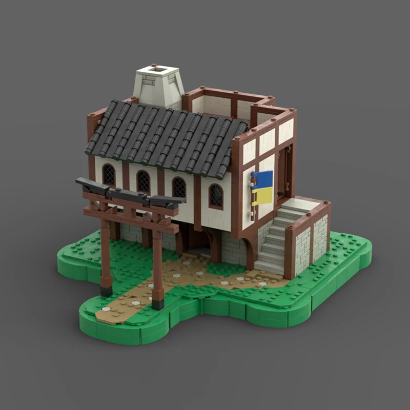 مدينة شارع عرض نموذج MOC قوالب بناء منزل فيوجن القرون الوسطى وحدات التكنولوجيا الأطفال هدايا العيد تجميع اللعب البدلة