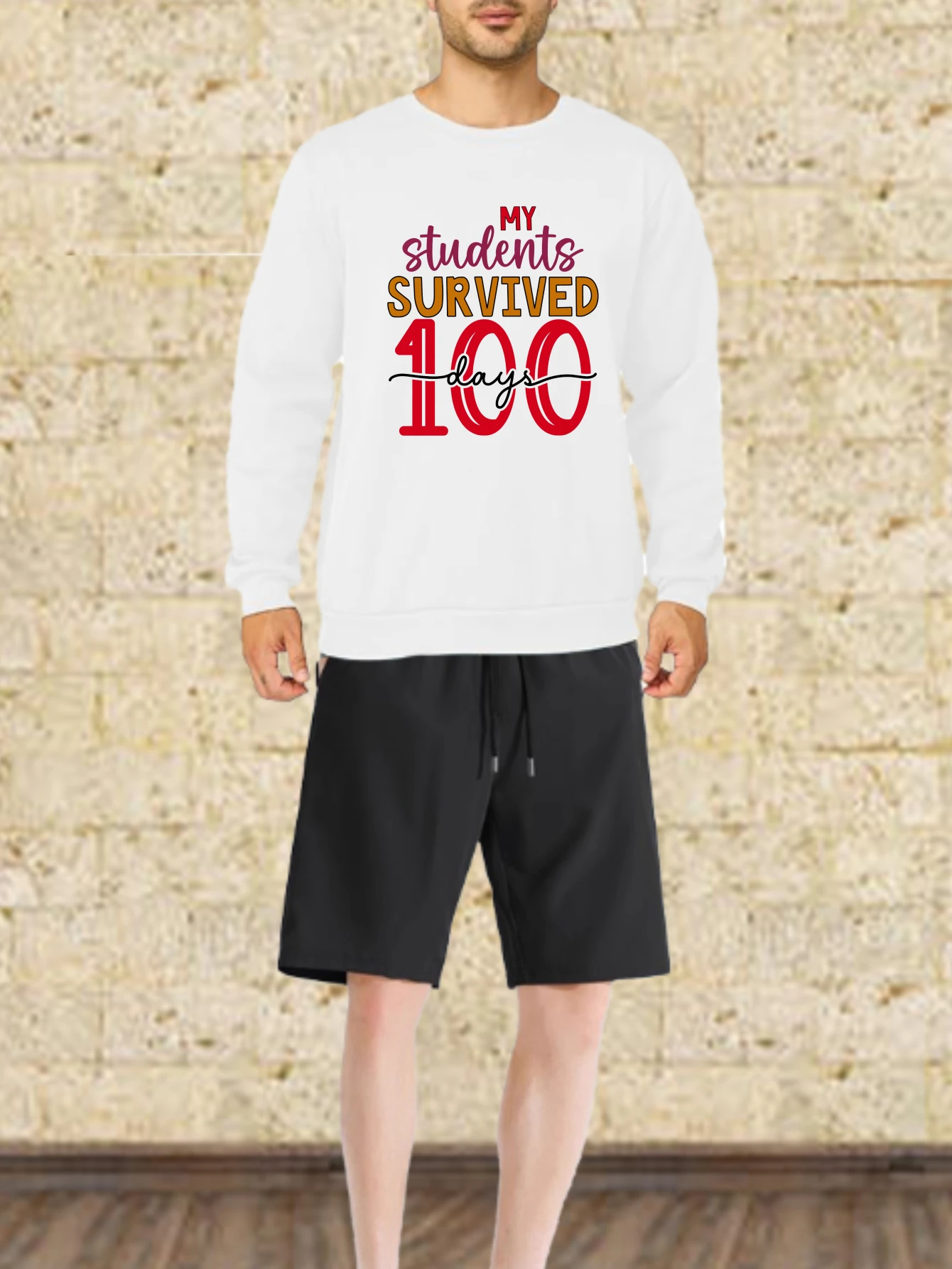 أطقم رجالية للخريف سريعة الجفاف طلابي نجا 100 يوم مطبوعة تي شيرتات جرافيك بدلة رياضية بدلة رياضية رجالية طويلة